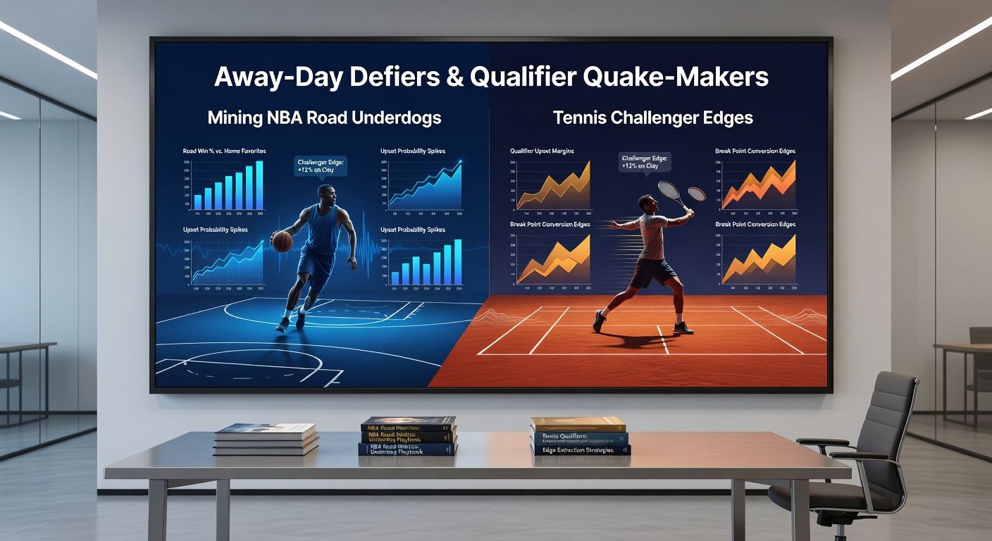 Tennis Challenger qualifier celebrating a main-draw upset on clay court under evening lights