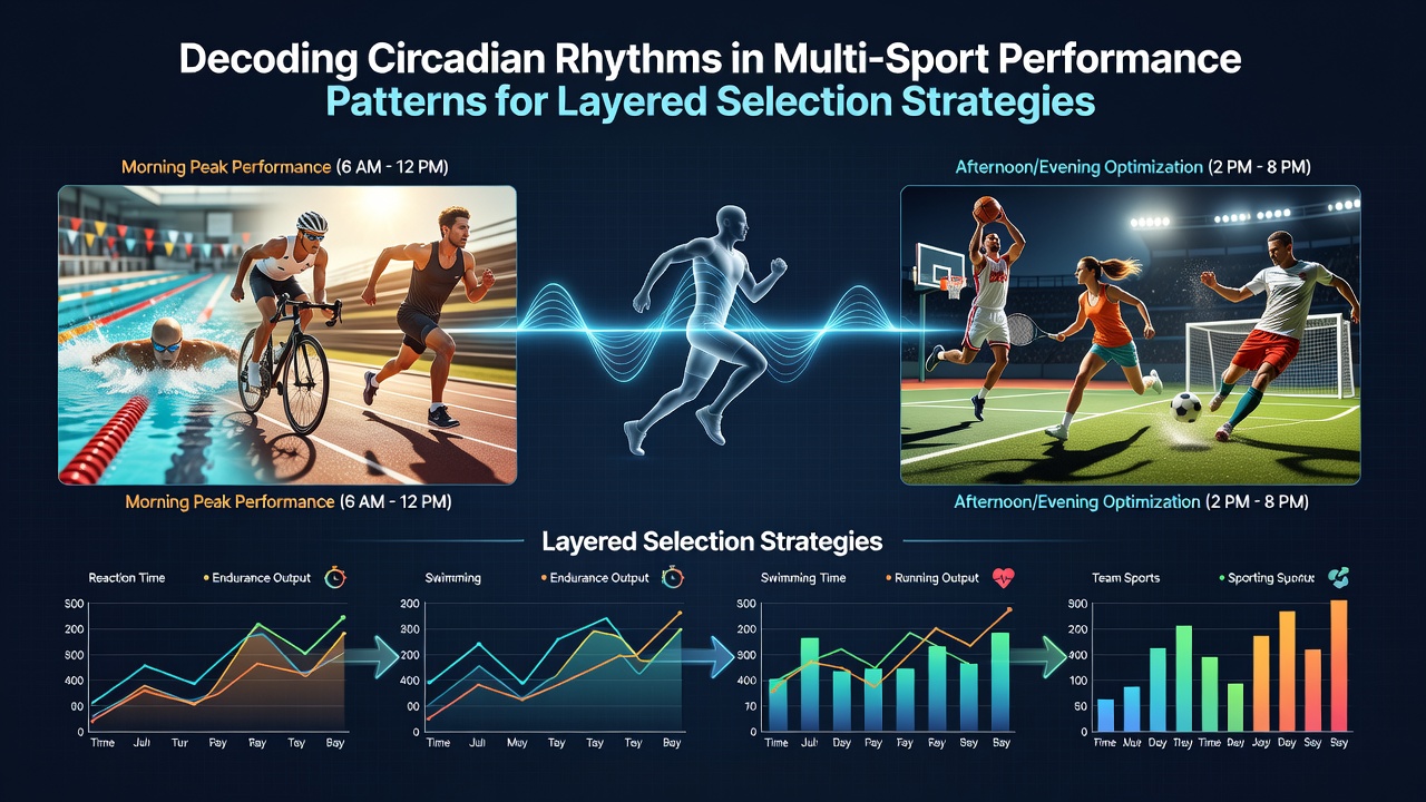 Data visualization charts showing performance peaks aligned with circadian cycles across multiple sports