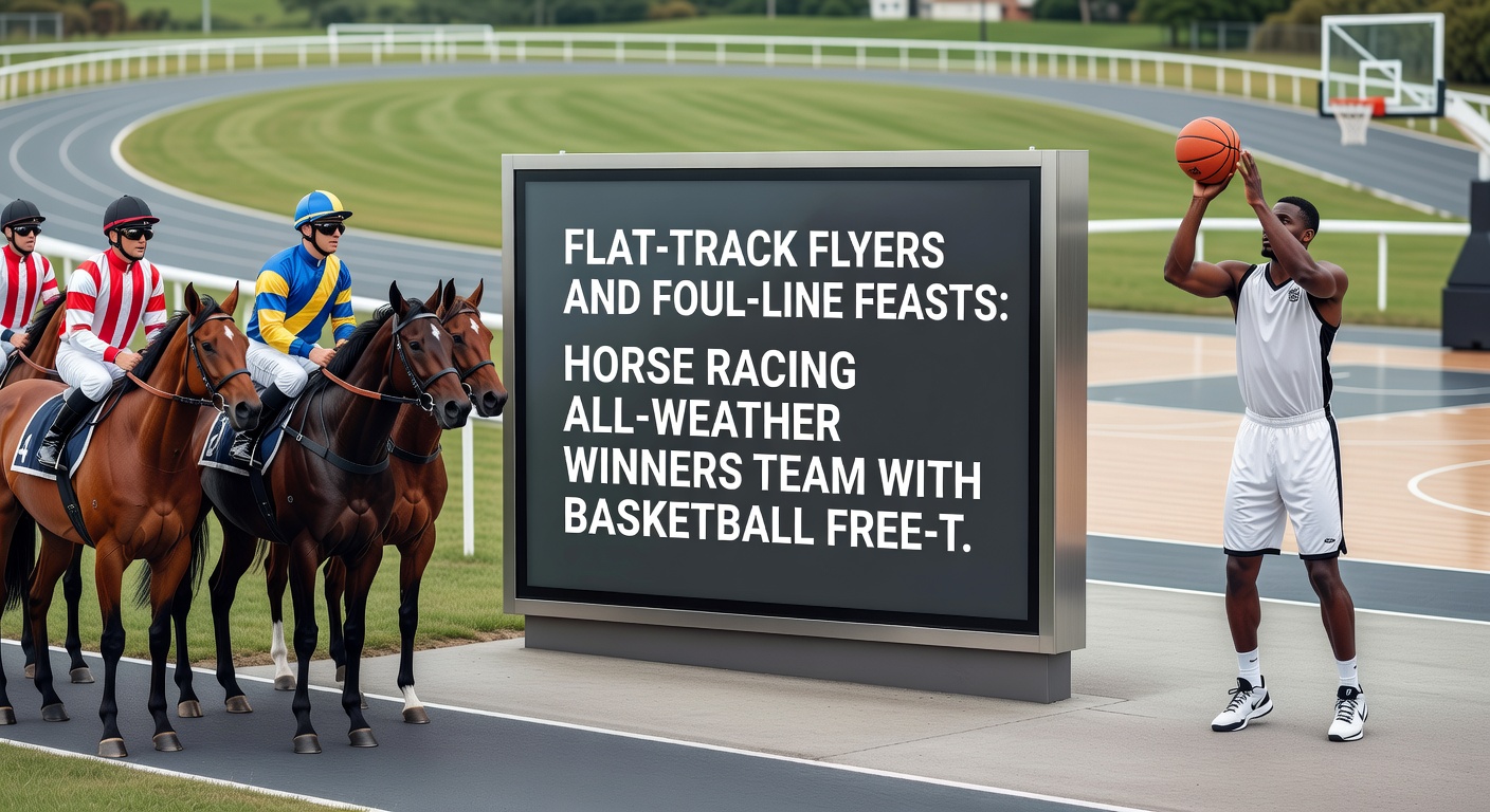 Dynamic split image of a horse powering down an all-weather straight and an NBA player celebrating a free-throw streak, highlighting multi-bet potential