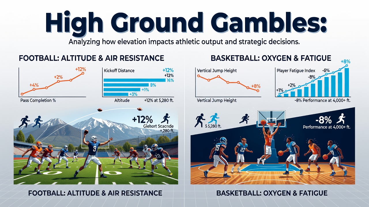 Basketball players executing a fast break at a high-elevation arena with visible altitude adaptation challenges