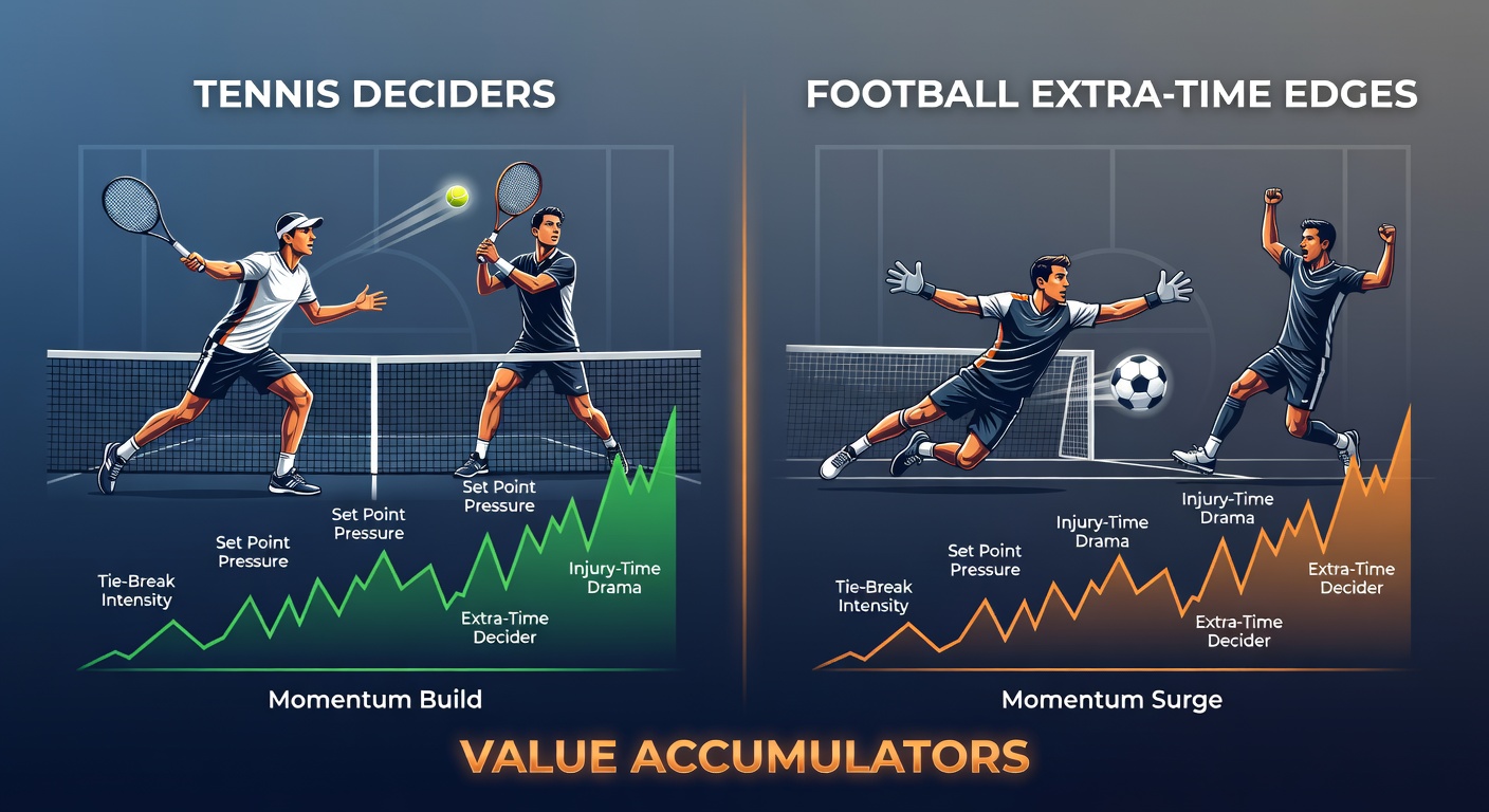 Close-up of a football extra-time goal celebration amid tense tennis decider standoff