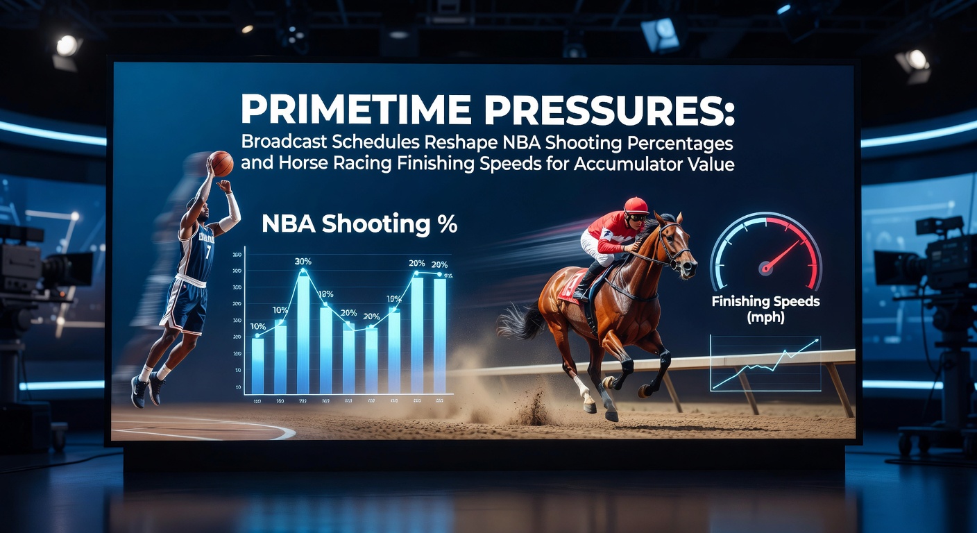 NBA players under bright primetime lights on court, with overlaid horse racing finish line action