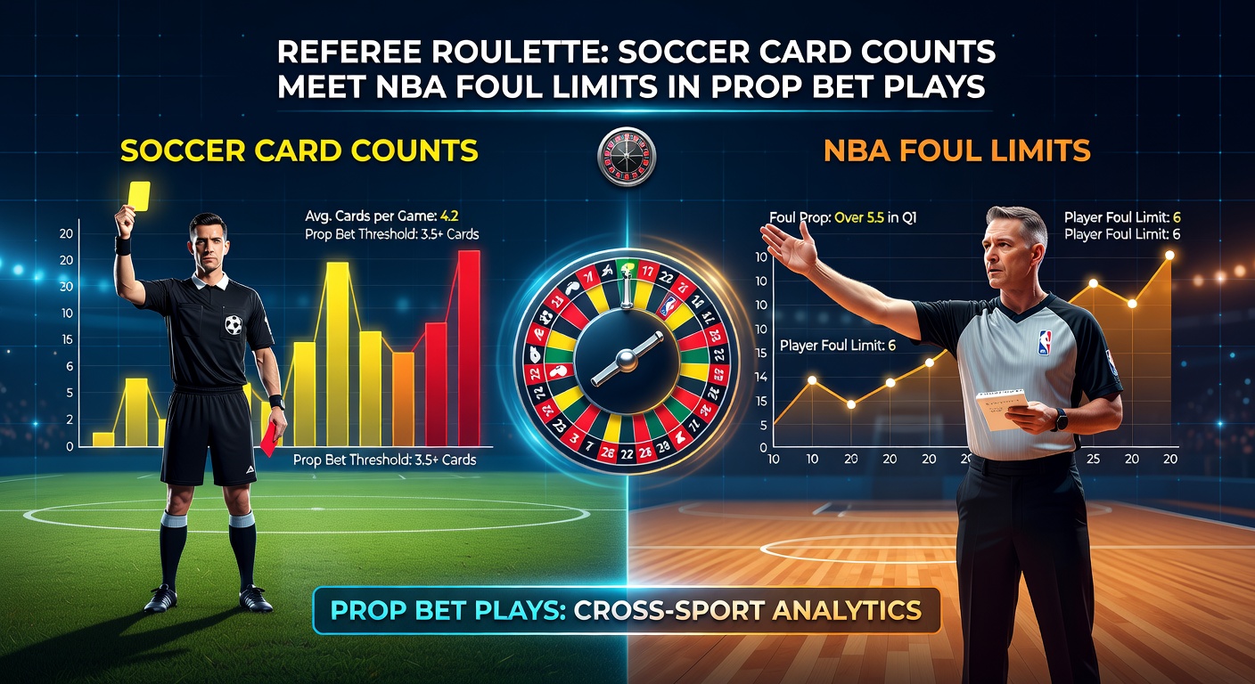 Split image showing an NBA referee calling a foul and a soccer ref flashing a red card, highlighting prop bet opportunities