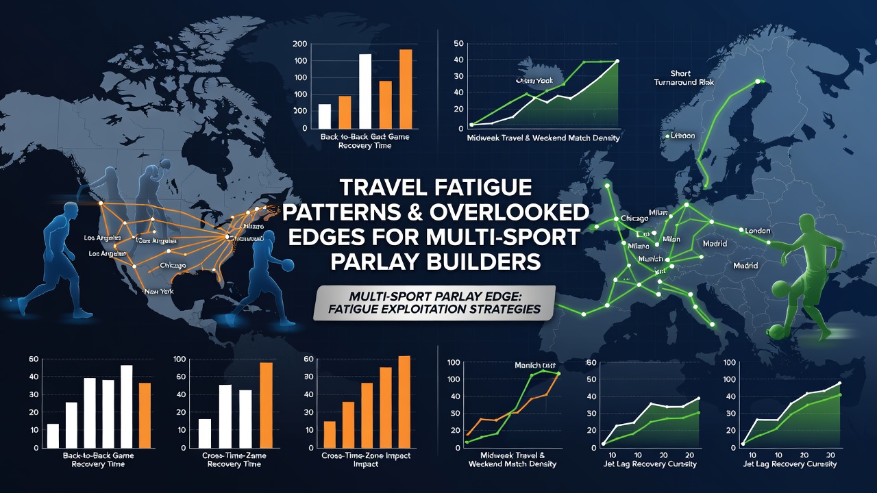 NBA teams on long road trips showing fatigue effects alongside European football squads preparing for away fixtures
