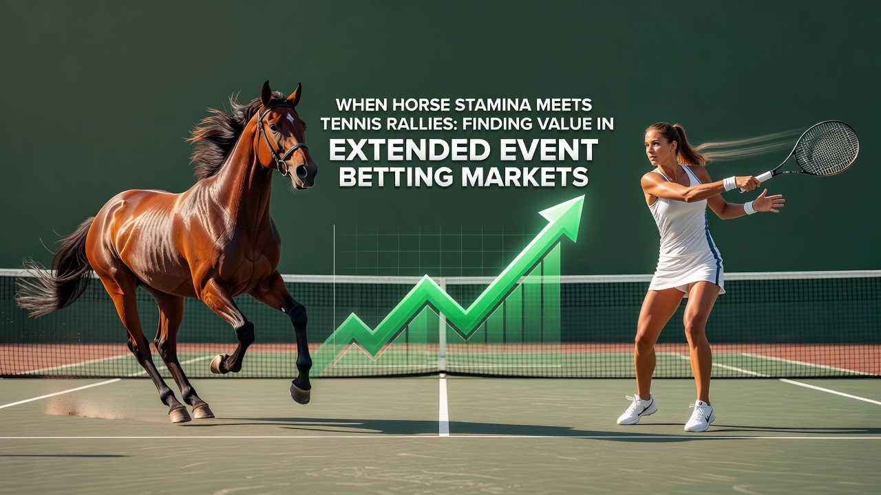 Horse racing stamina test alongside tennis endurance rally on court